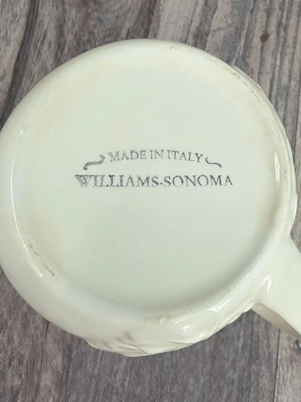 Williams Sonoma Coffee Mug Napa Cream 14oz Replacement Italian Leaves Embossed